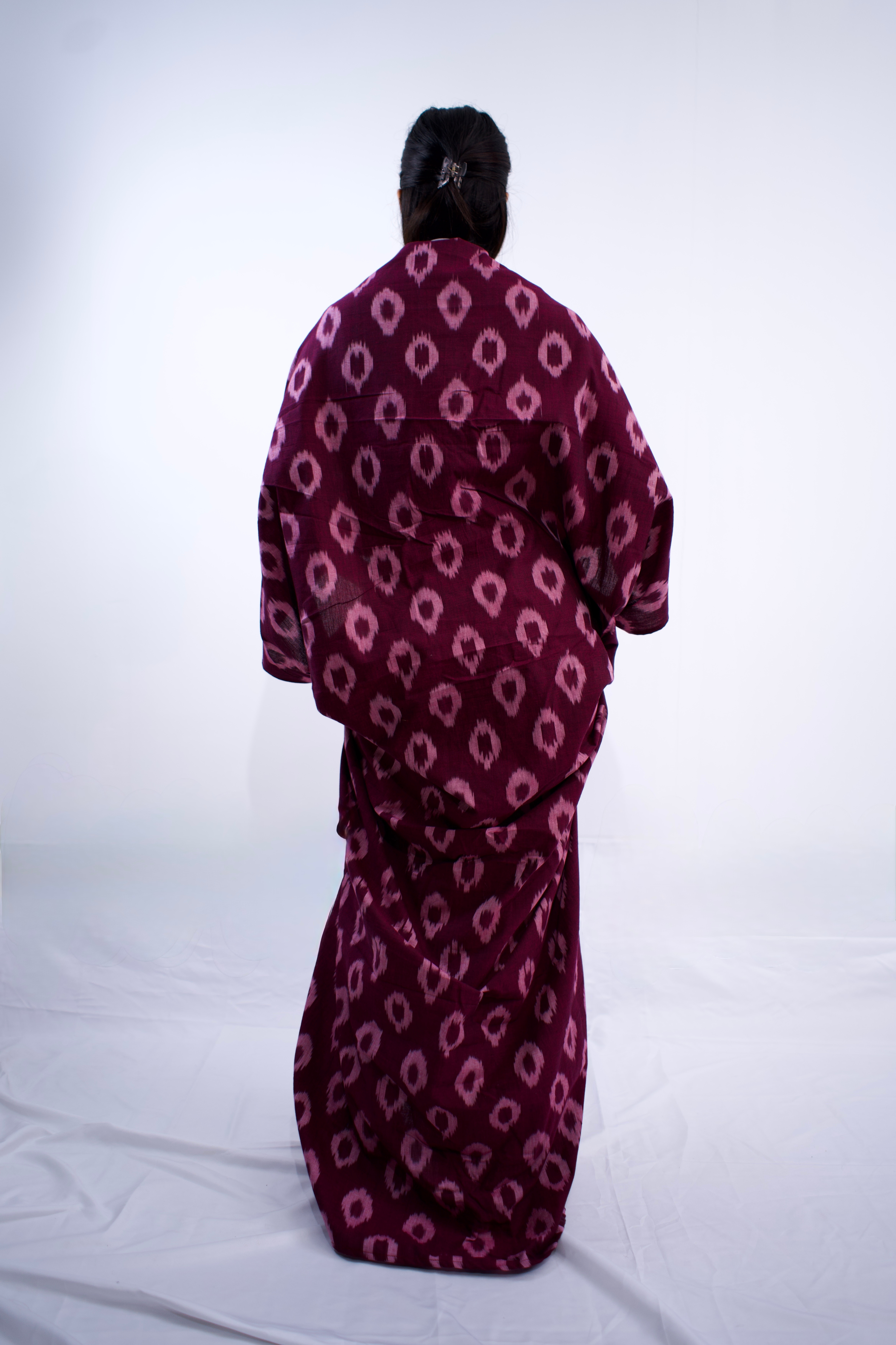 Ikat Butterfly Cocoon Kaftan Dress Maroon