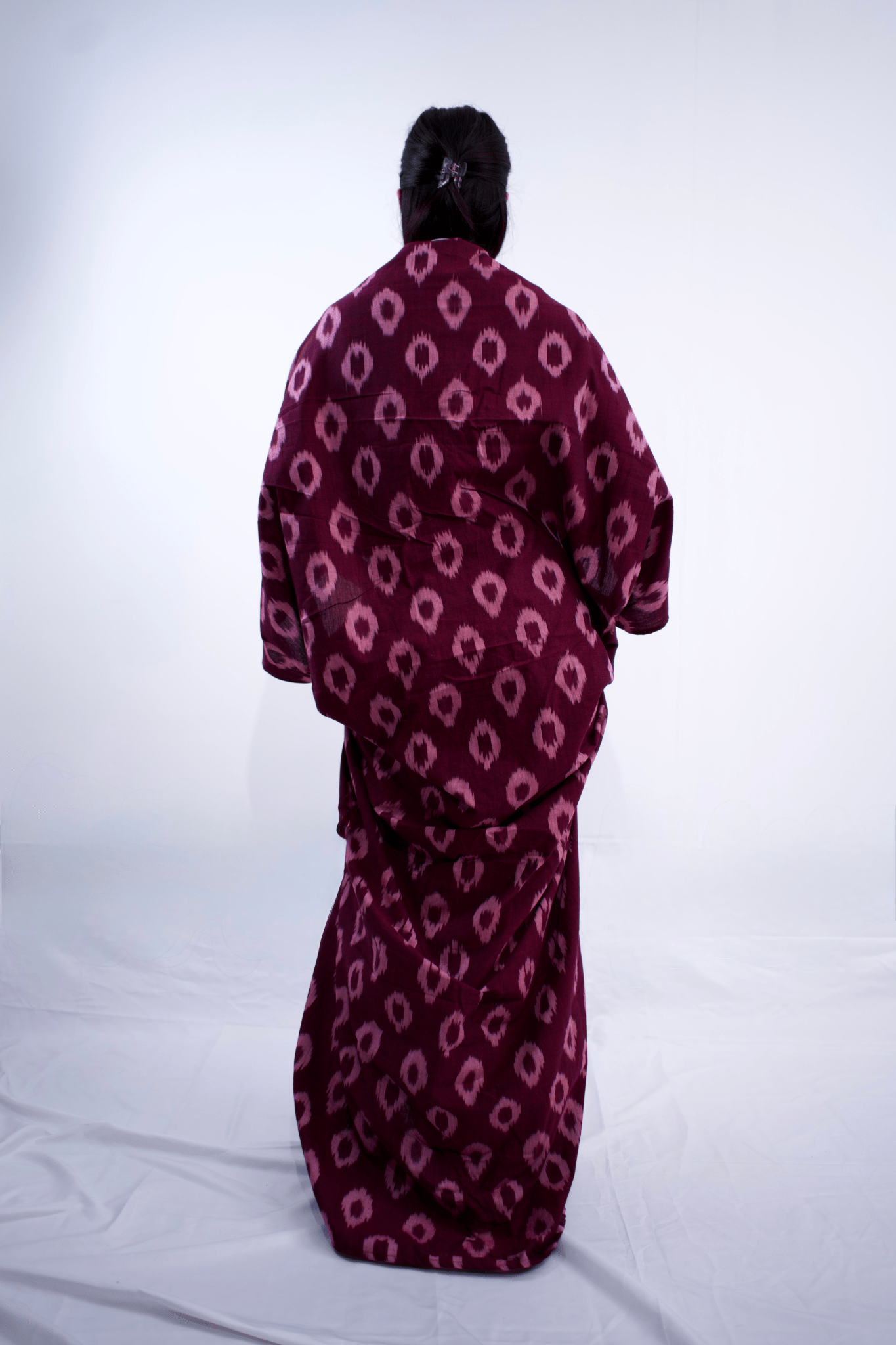 Ikat Butterfly Cocoon Kaftan Dress Maroon - MVATIS