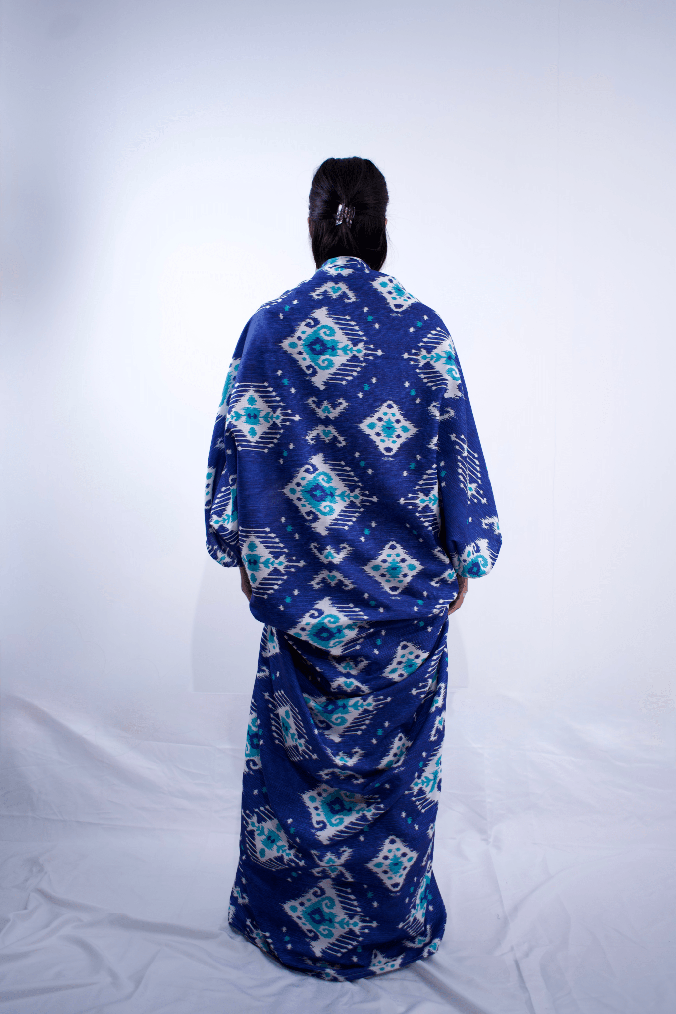 Ikat Butterfly Cocoon Kaftan Dress Blue - MVATIS