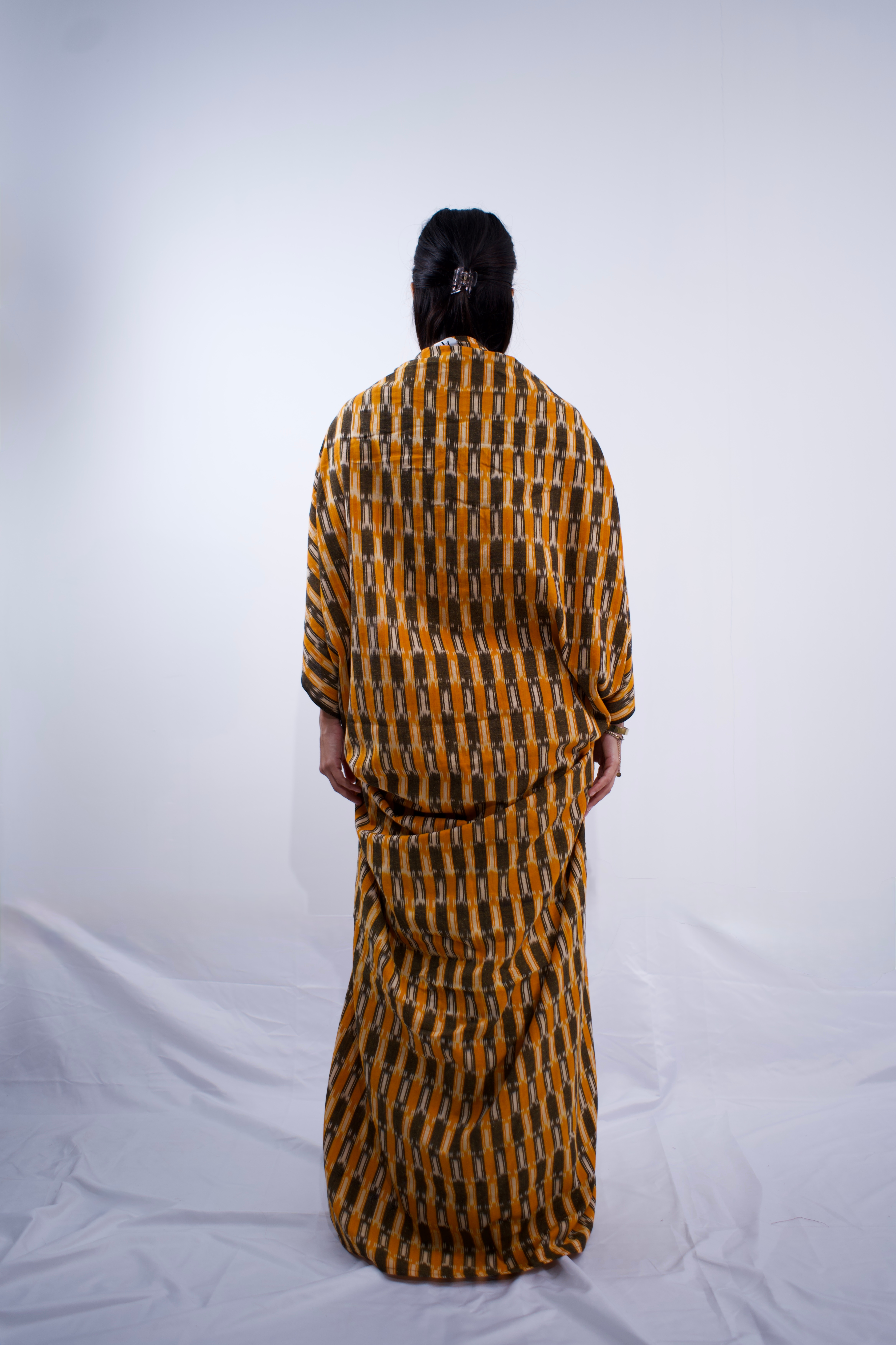 Ikat Butterfly Cocoon Kaftan Dress Orange