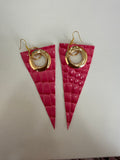 Pink Crocodile Statement Earrings