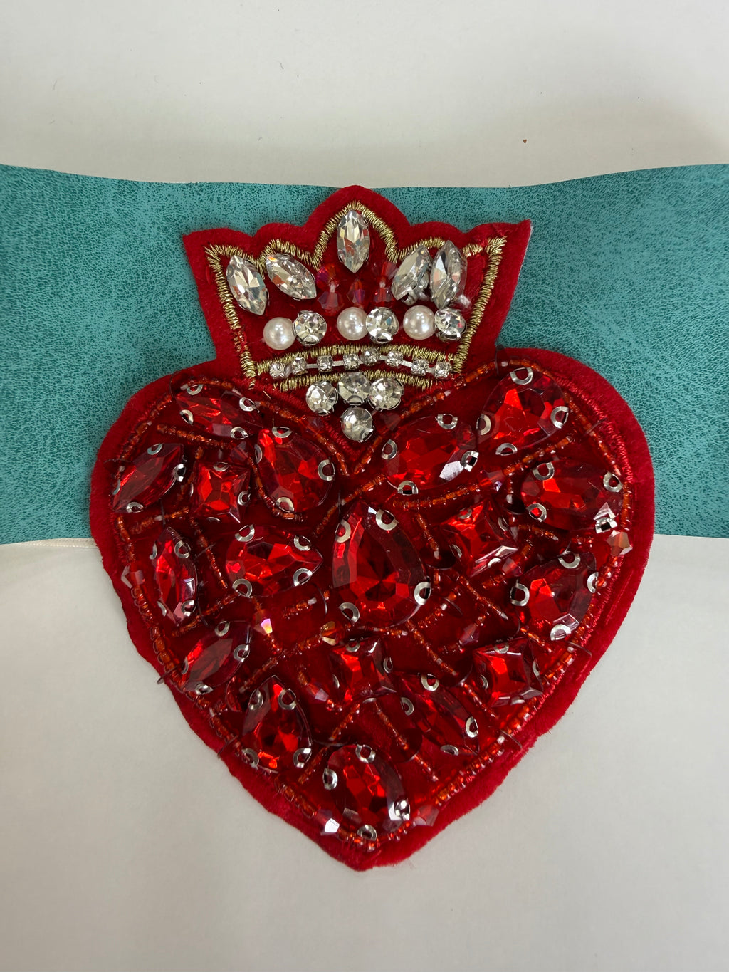 Red Heart Statement Choker with Crystal Crown Embellishment