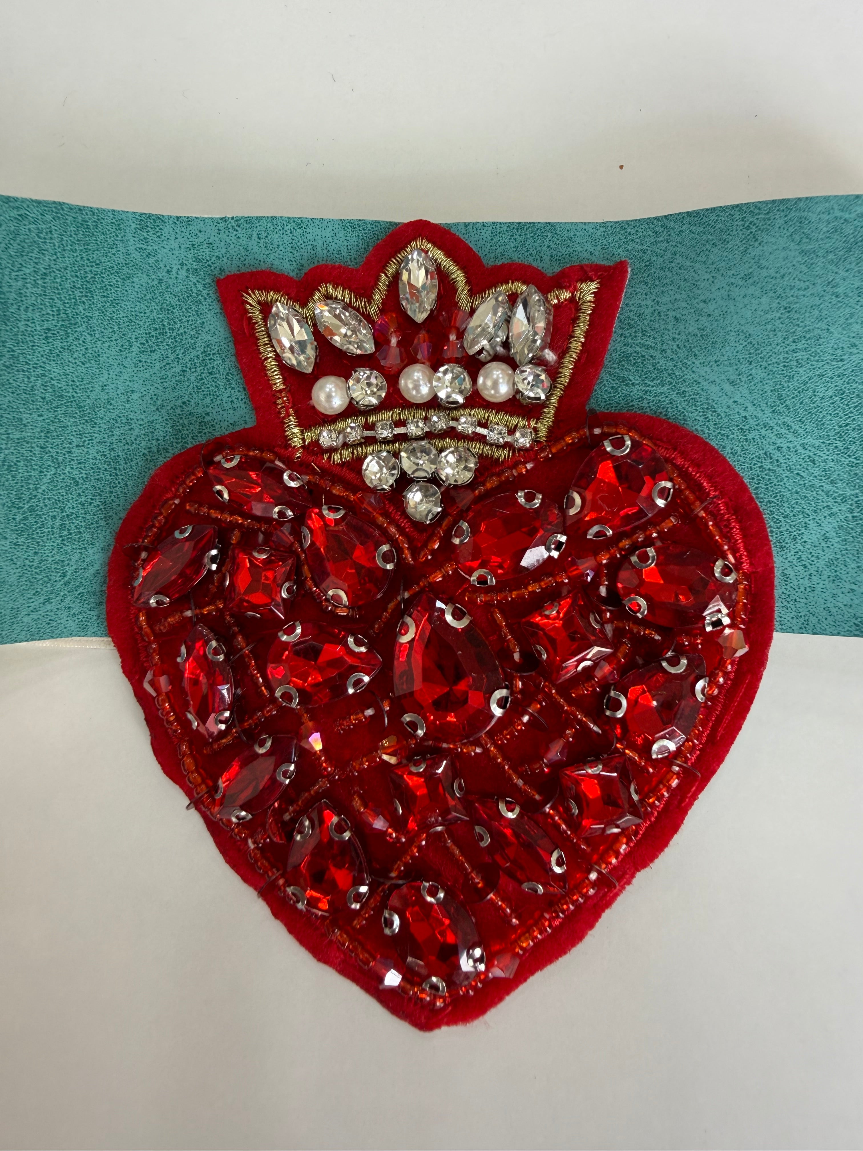 Red Heart Statement Choker with Crystal Crown Embellishment