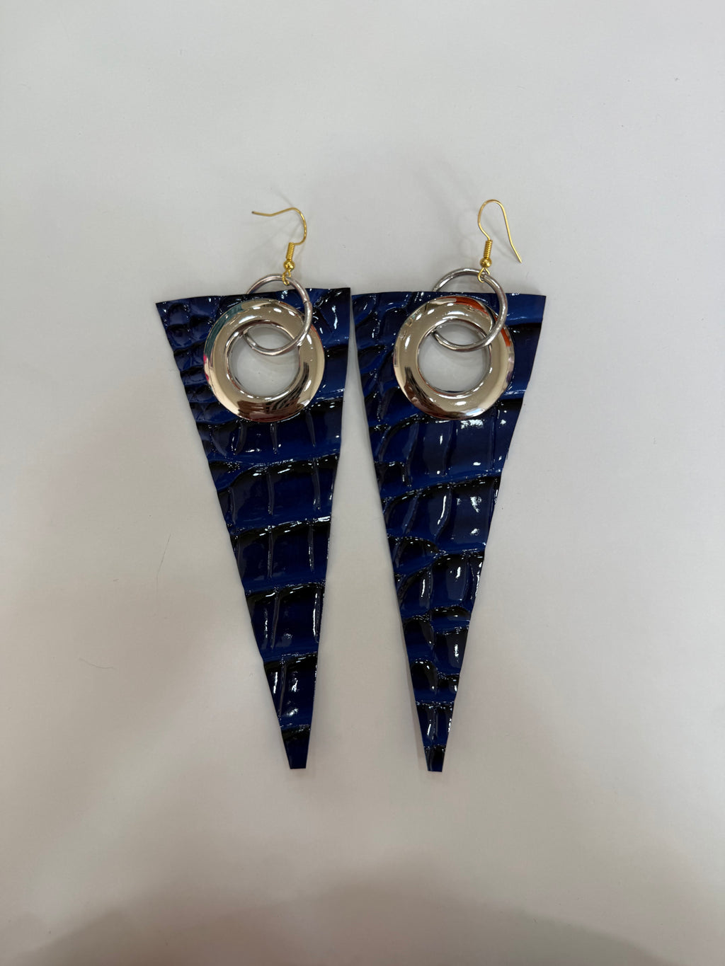 Blue Crocodile Statement Earrings