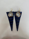 Blue Crocodile Statement Earrings