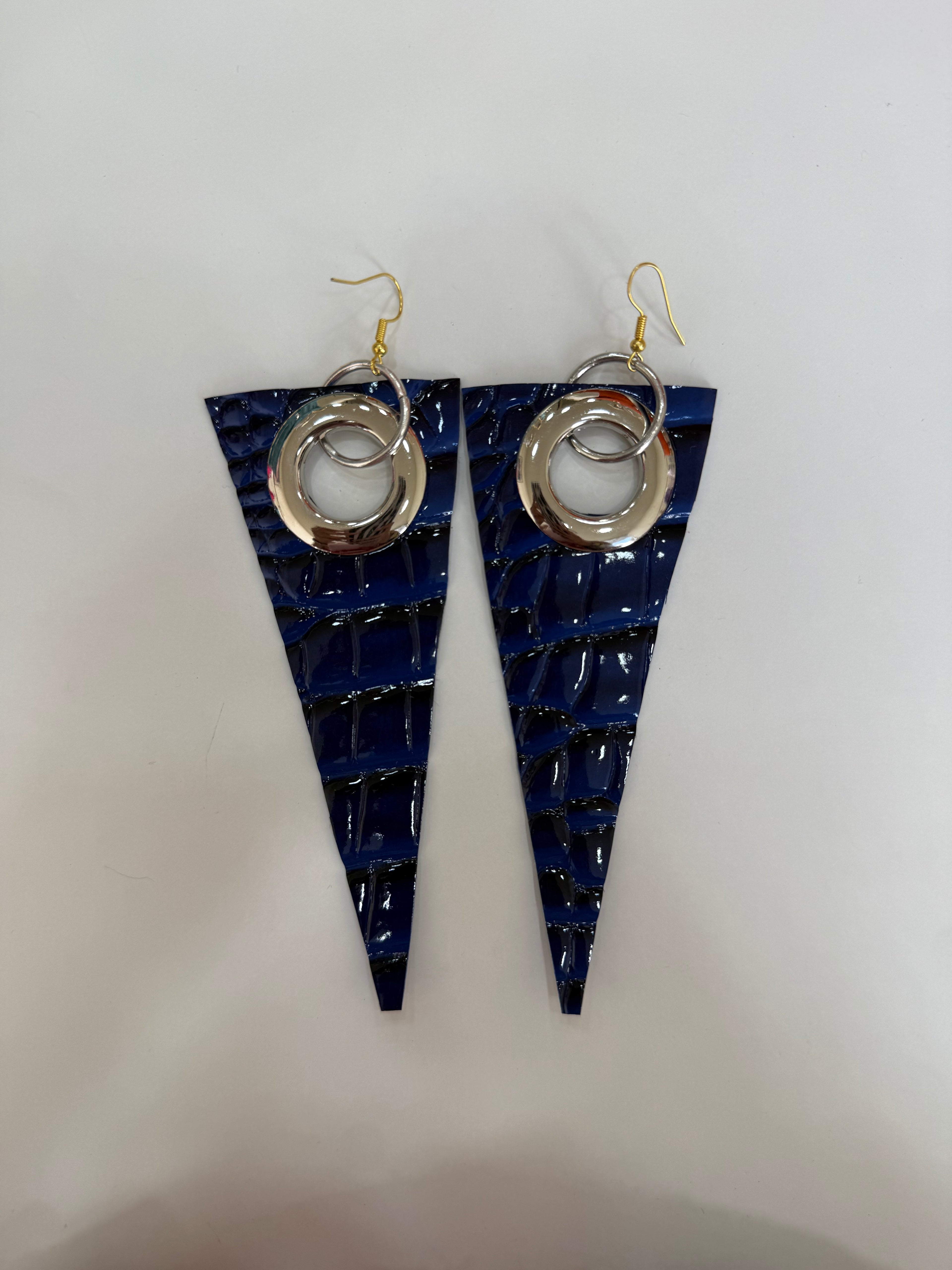 Blue Crocodile Statement Earrings