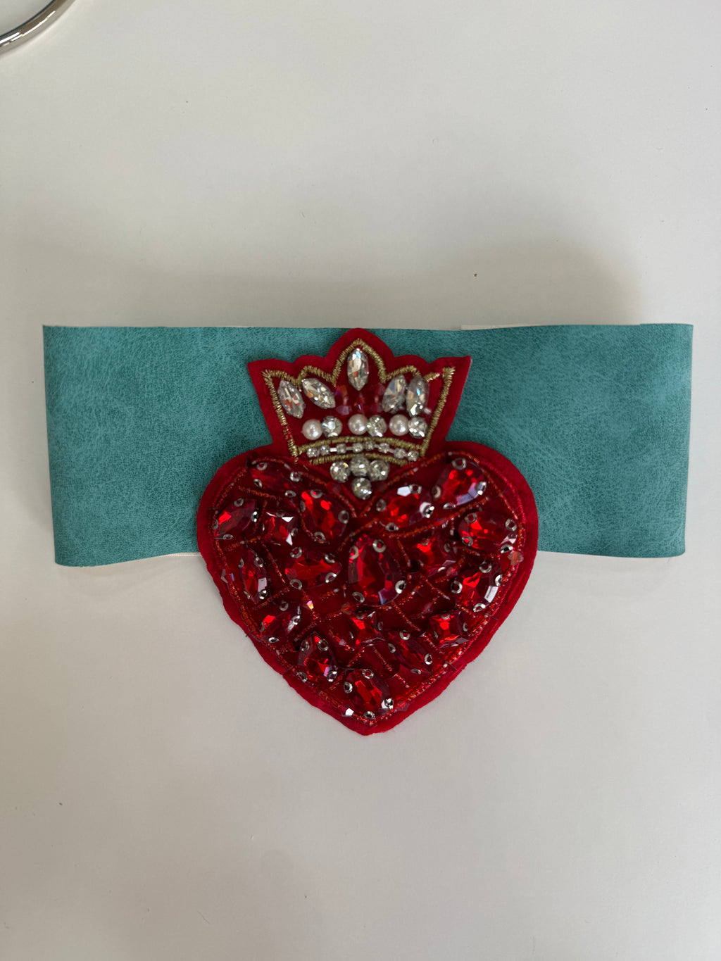 Red Heart Statement Choker with Crystal Crown Embellishment