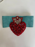 Red Heart Statement Choker with Crystal Crown Embellishment