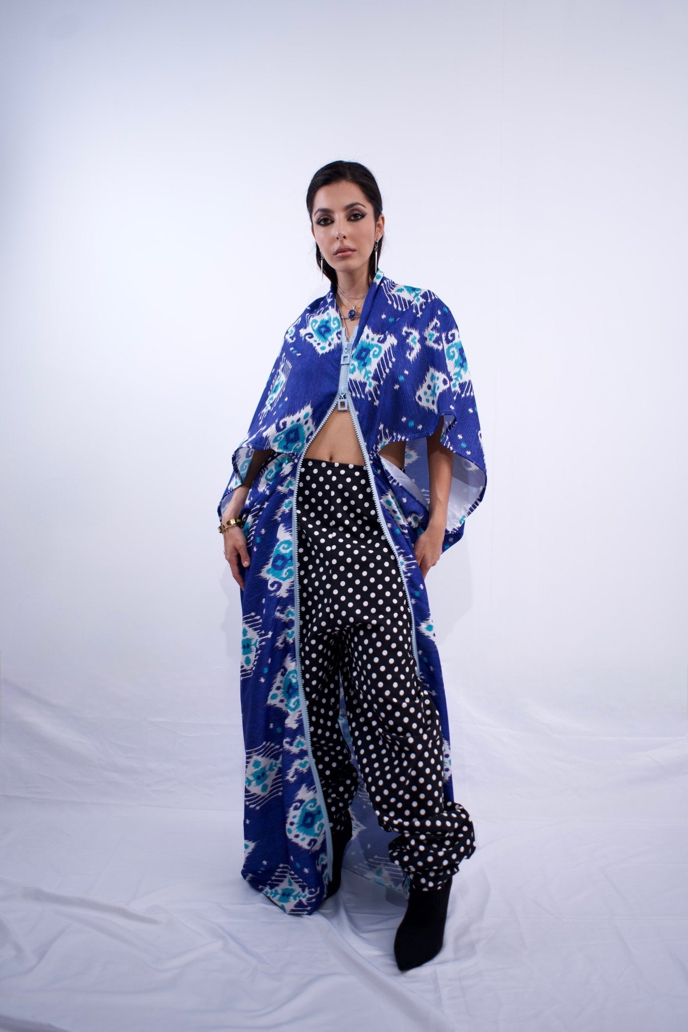 Ikat Butterfly Cocoon Kaftan Dress Blue - MVATIS