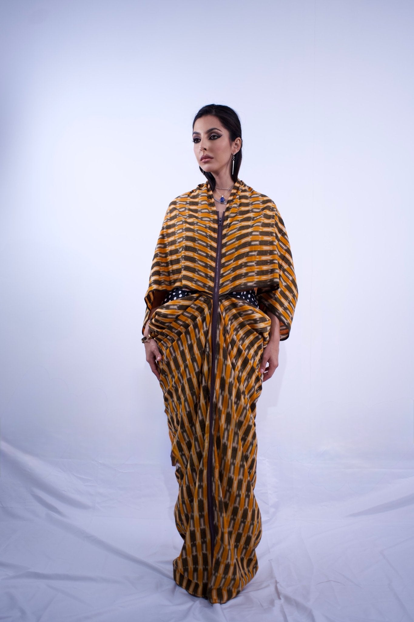 Ikat Butterfly Cocoon Kaftan Dress Orange - MVATIS