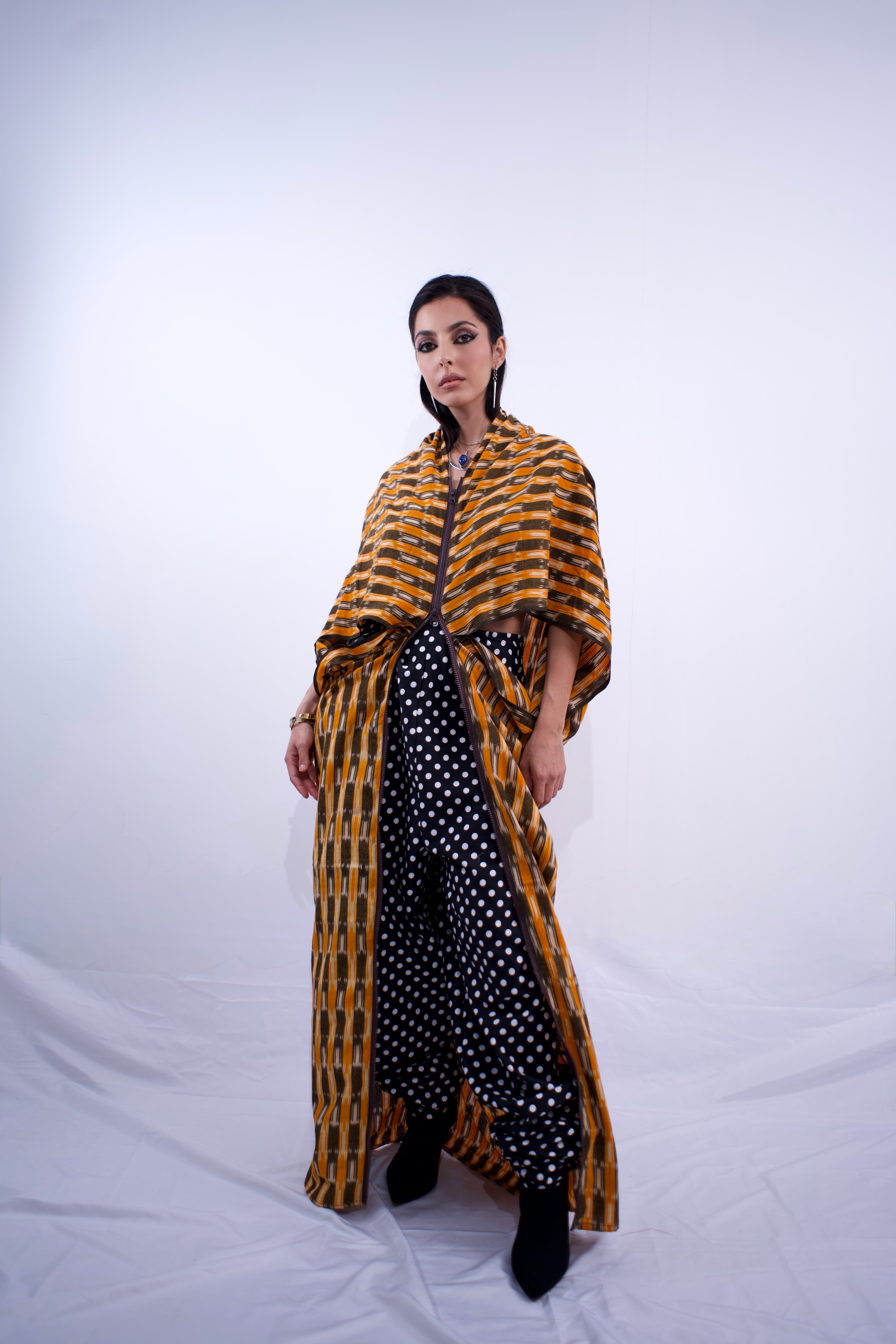 Ikat Butterfly Cocoon Kaftan Dress Orange