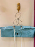 The Muse Envelope bag in Croc Sky Blue Faux Leather - MVATIS