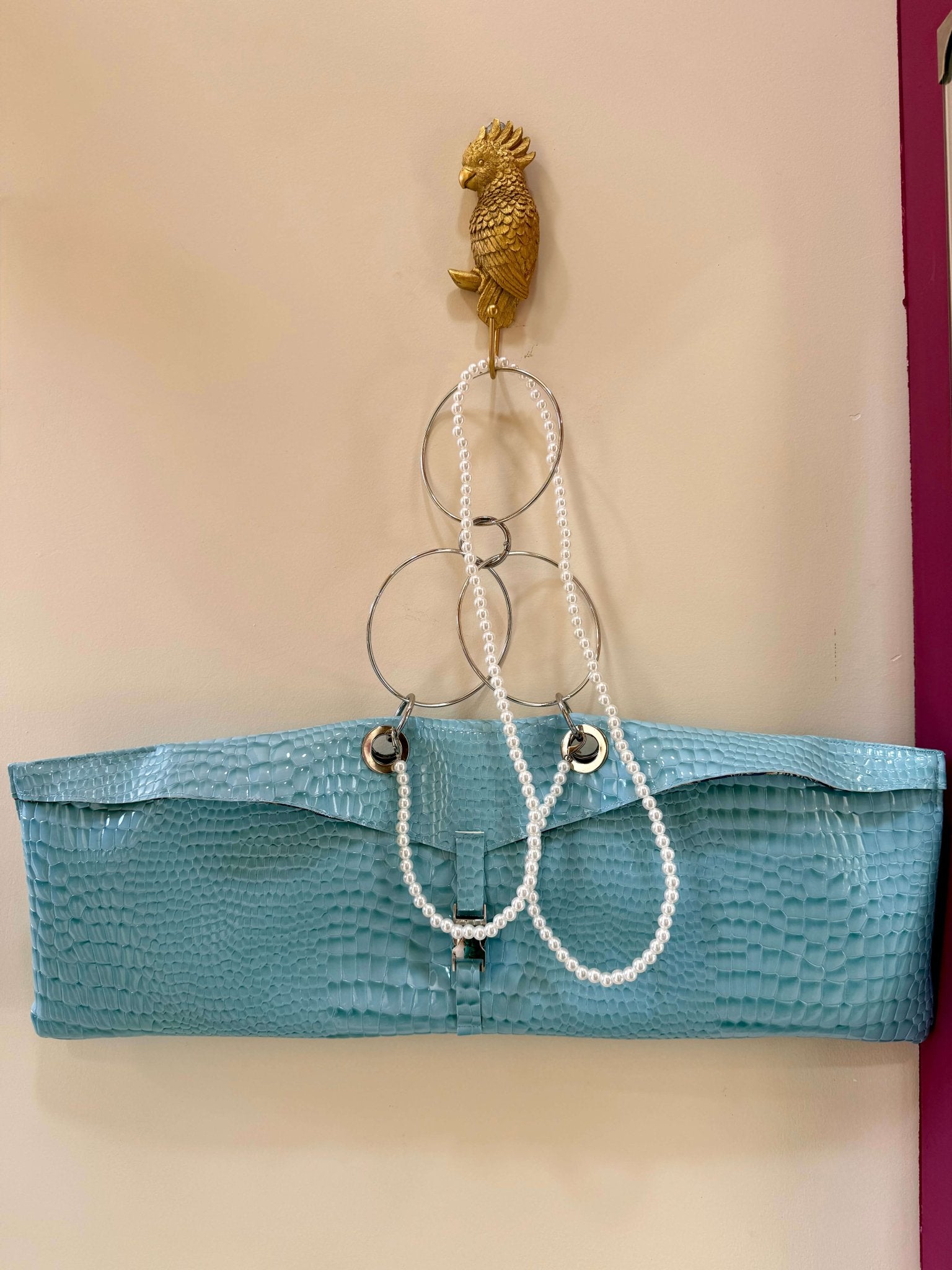 The Muse Envelope bag in Croc Sky Blue Faux Leather - MVATIS
