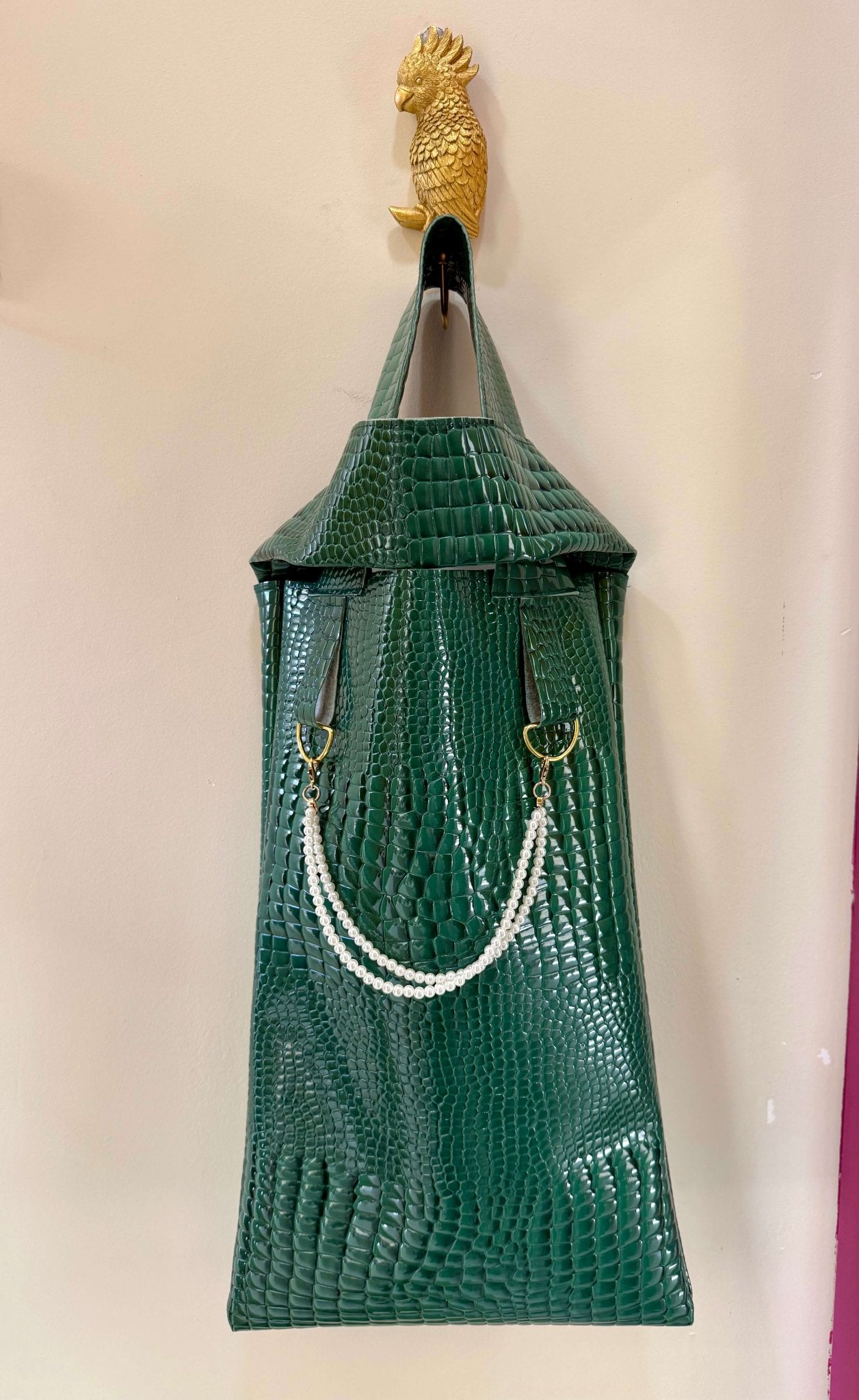 The Face Croc Green Bag in Faux Leather - MVATIS