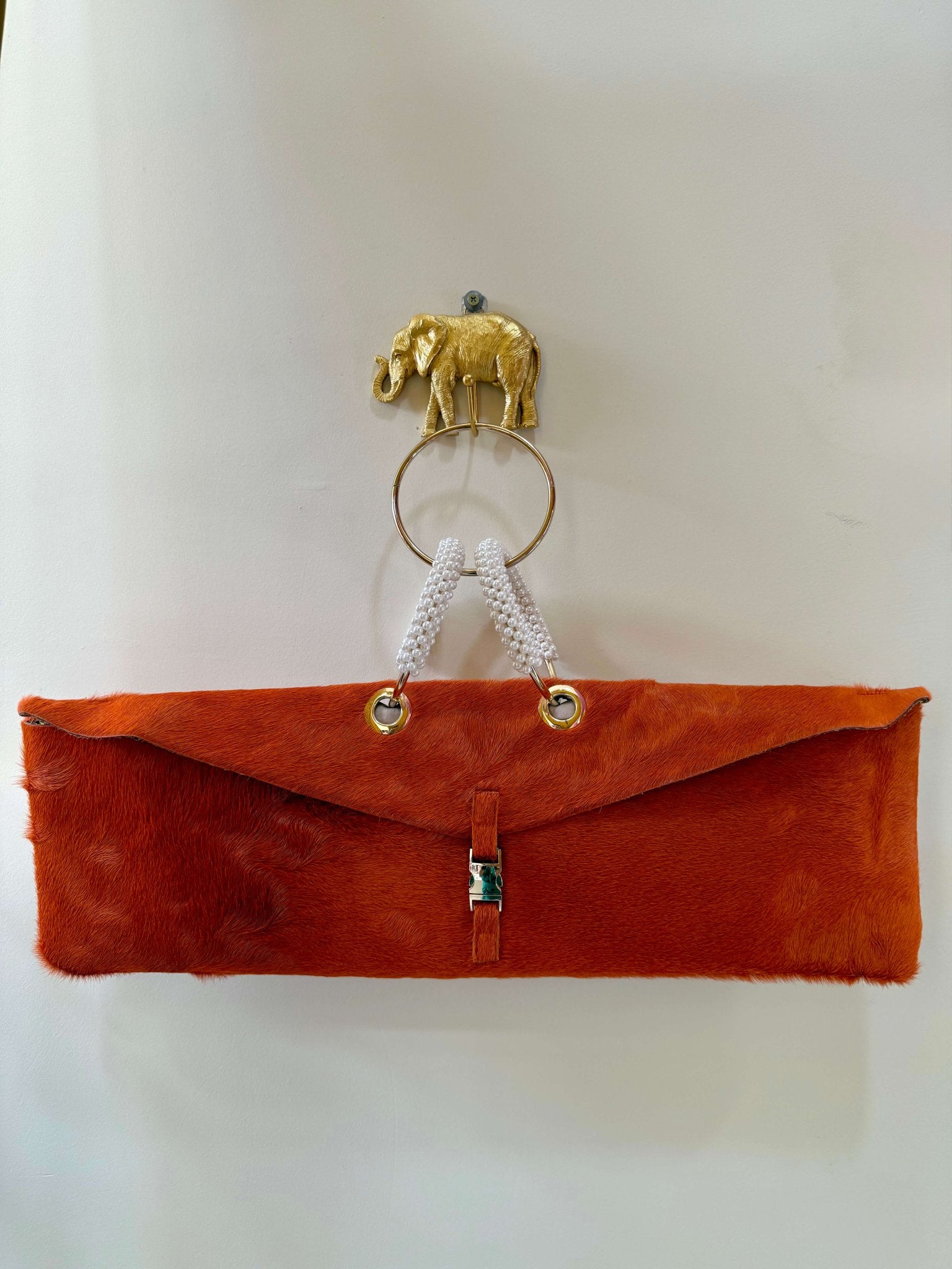 The Muse Envelope Bag in Real Cowhide Skin - Burnt orange - MVATIS