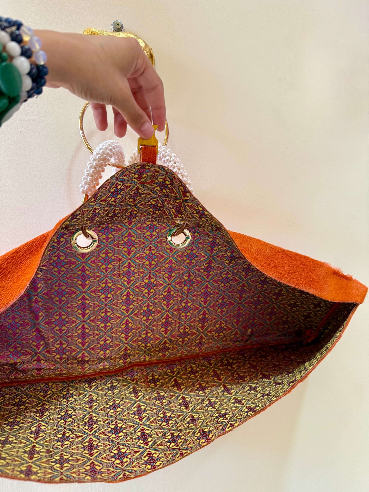 The Muse Envelope Bag in Real Cowhide Skin - Burnt orange - MVATIS