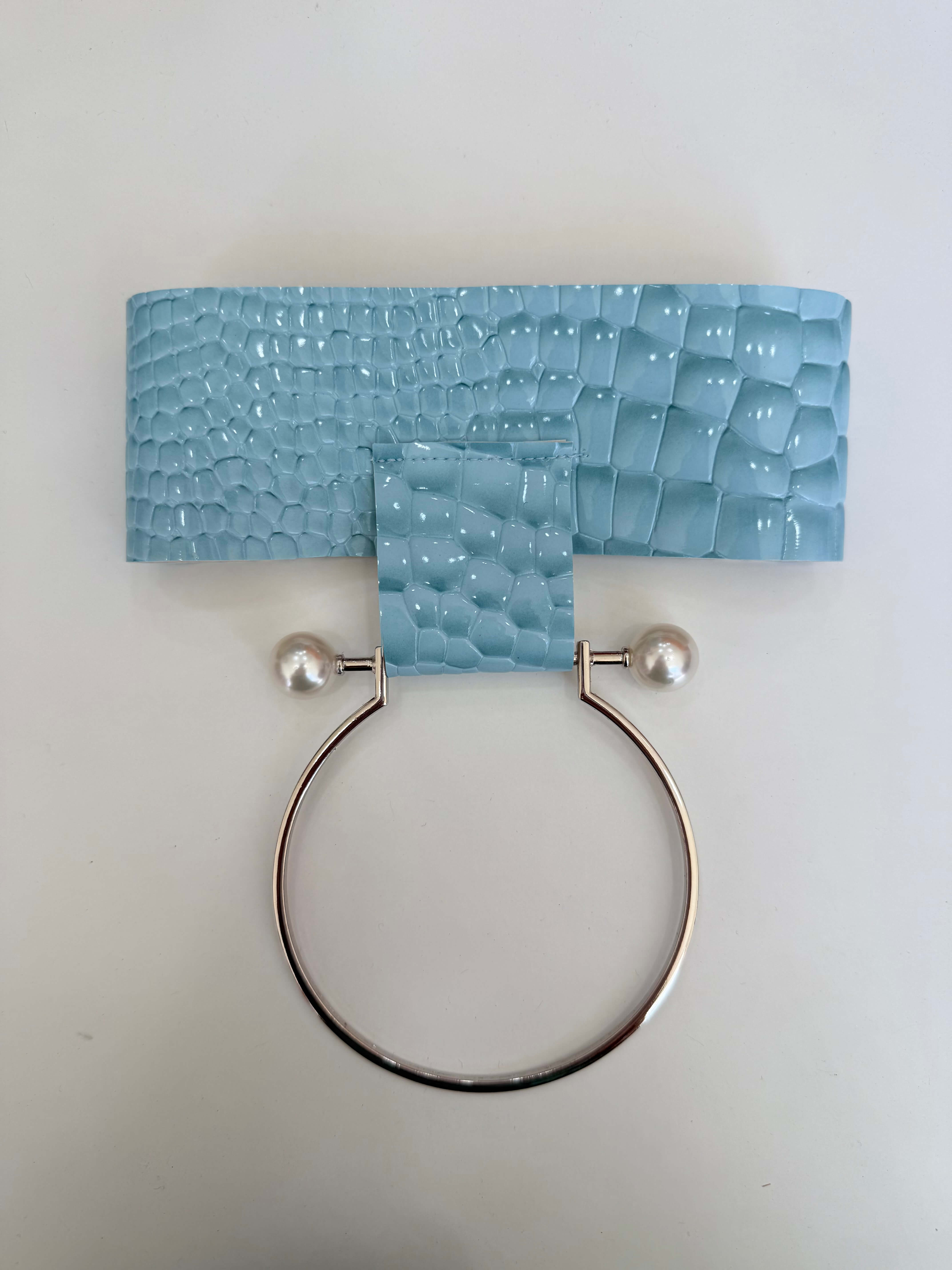 Halo Croc Chocker Necklace Sky Blue