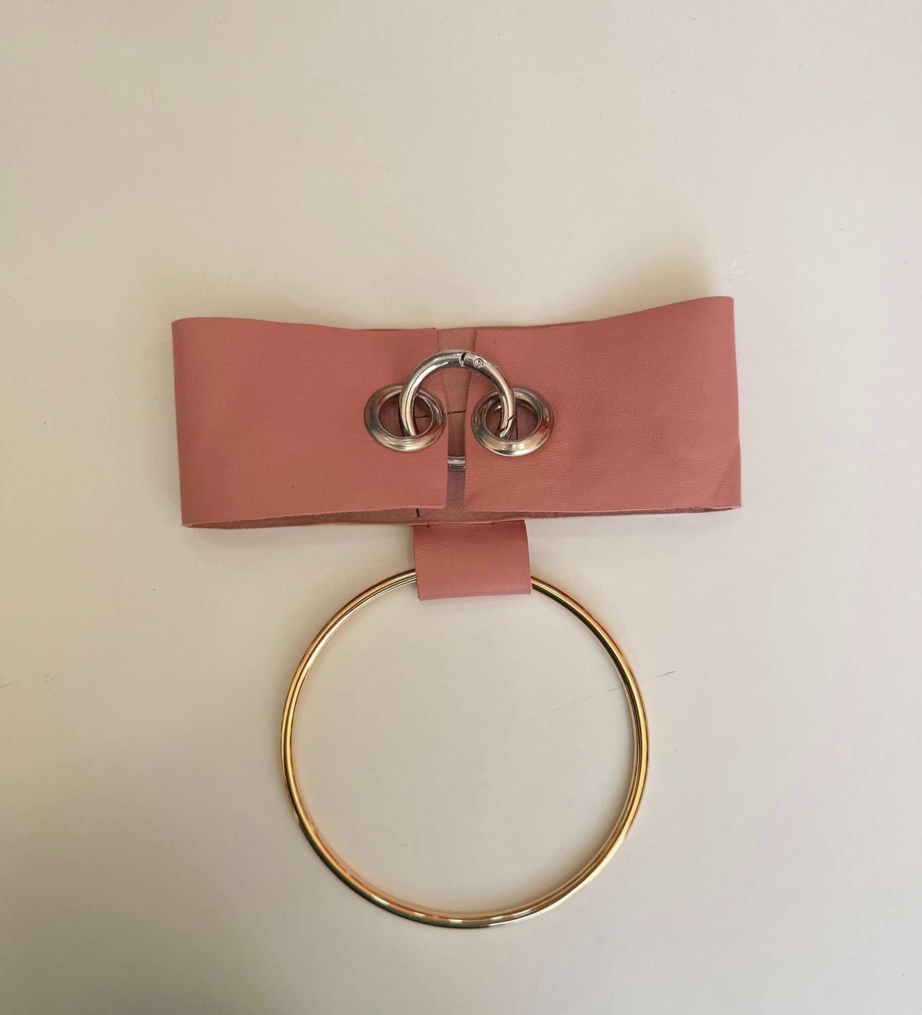Halo Chocker Necklace in Pink Real Leather - MVATIS