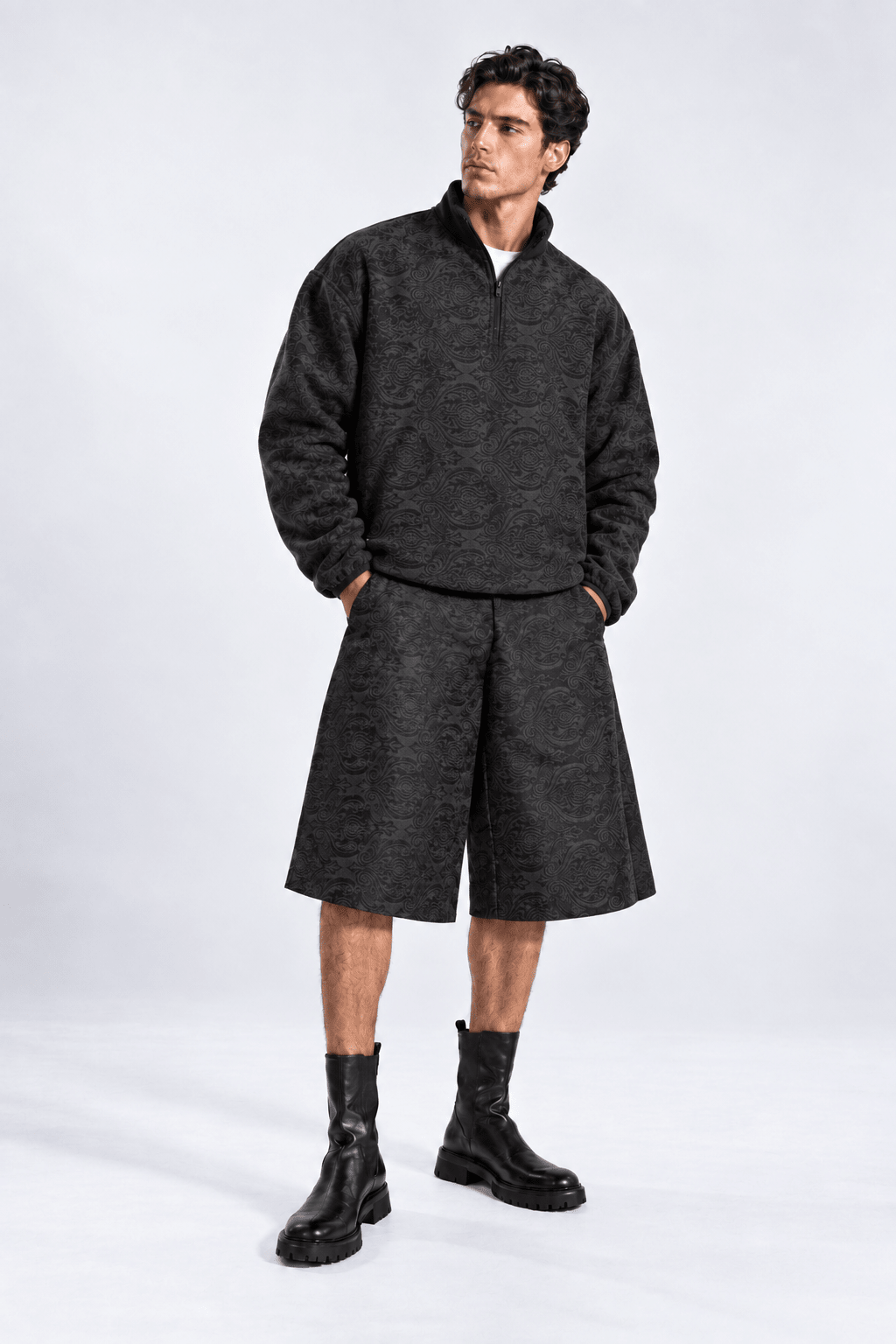 Noir Jacquard Unisex Sweatshirt - MVATIS
