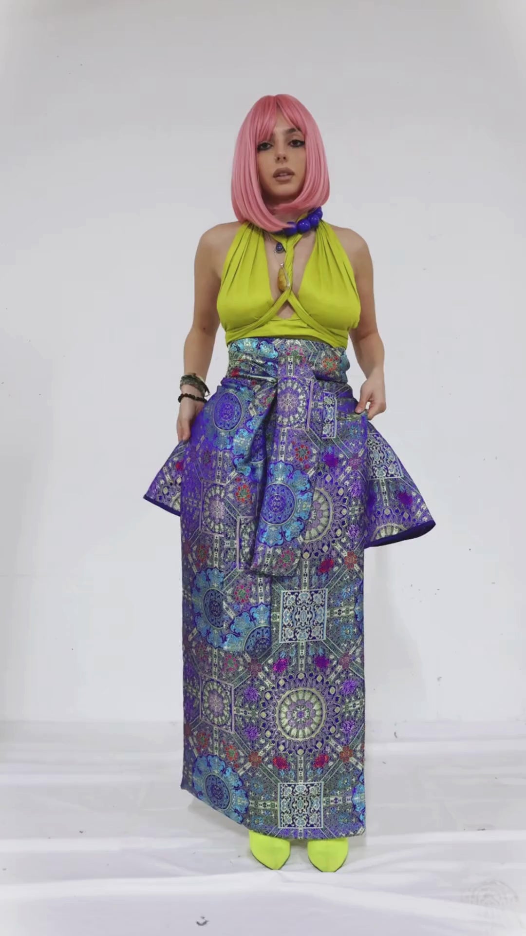 Attitude shorts with detachable wrap overskirt front
